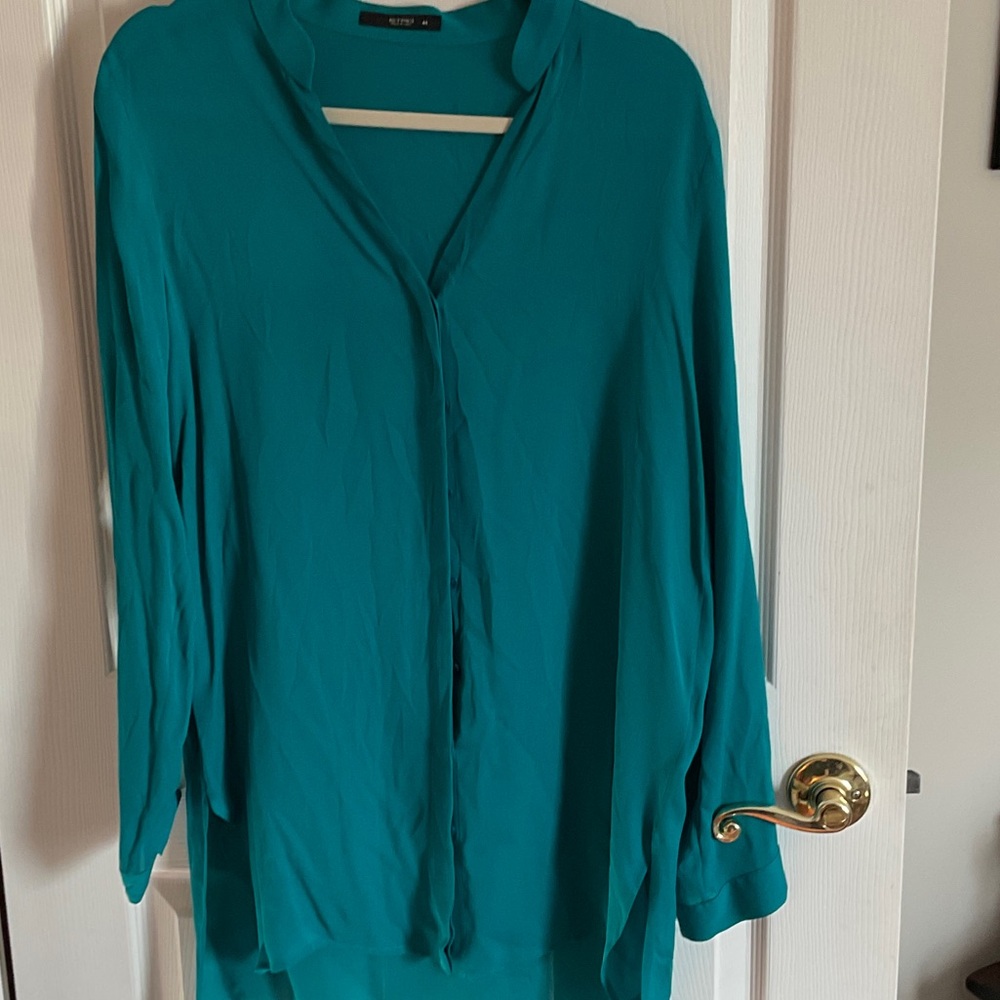 NWOT ETRO LONG SILK SHIRT GREEN EU 44 US 12